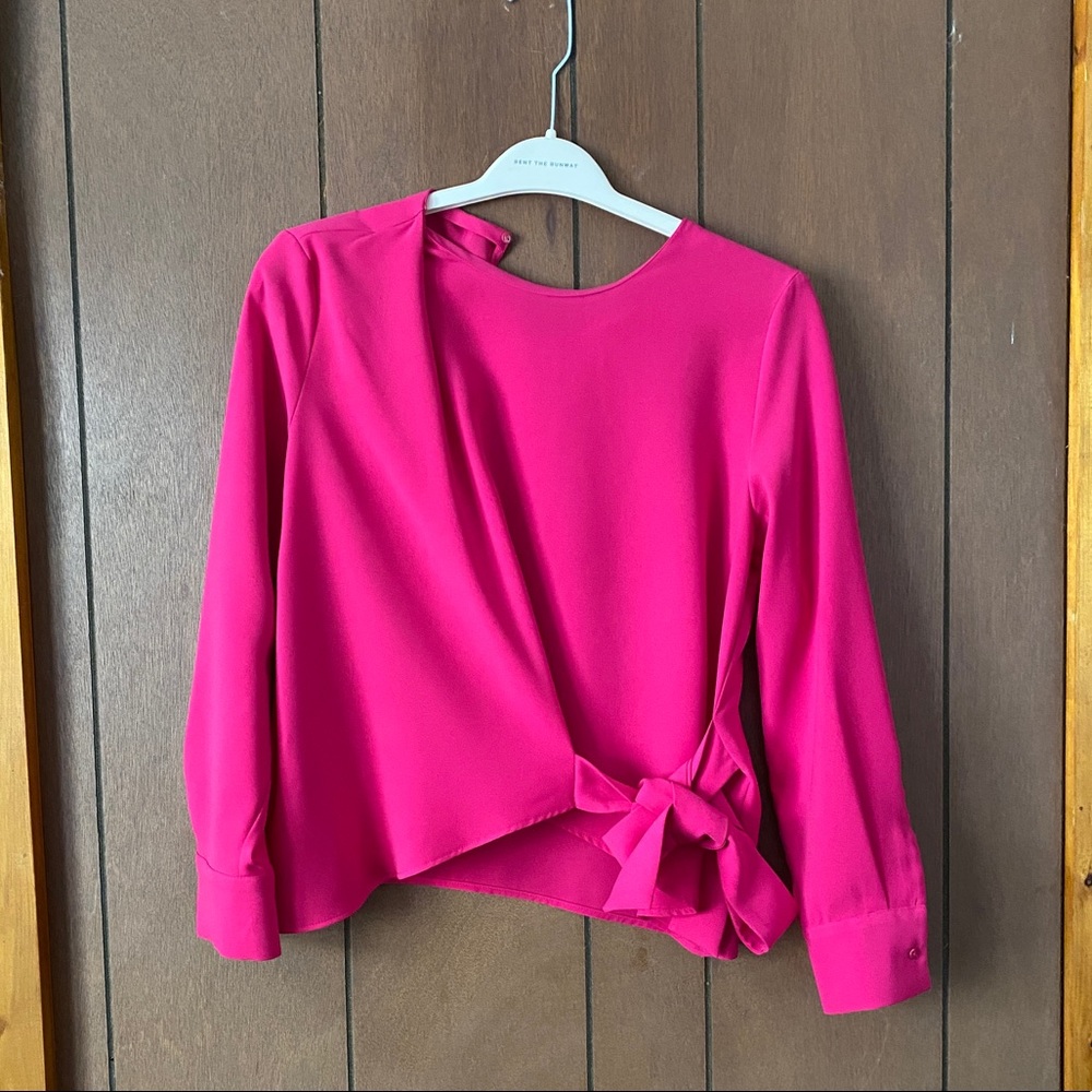 Hot pink Zara top with front tie